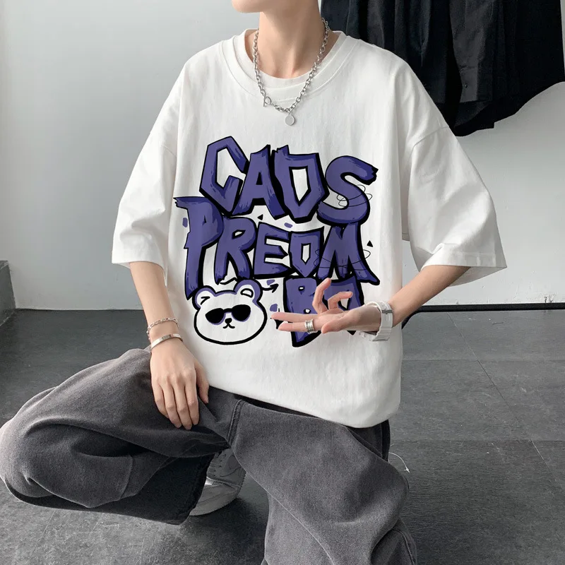

Men's Short Sleeve Graphic T-Shirt Cotton Harajuku Original Clothing Streetwear Tees Oversize Gym Y2k Tops Hip Hop Goth Clothes