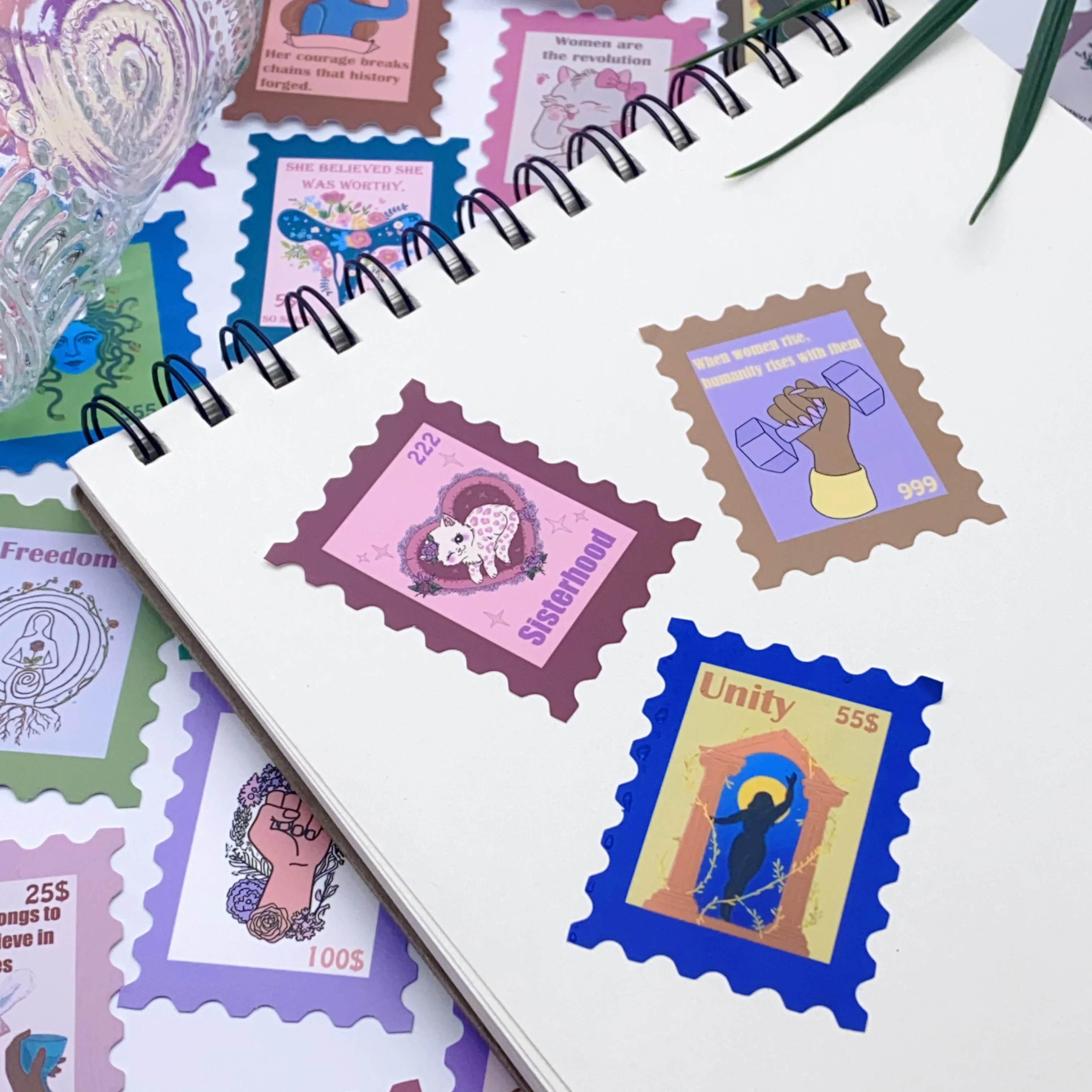 50개 여성주의 스탬프 스티커, 방수 장 컴퓨터, 휴대폰 케이스 및 스크랩북; 사무용품