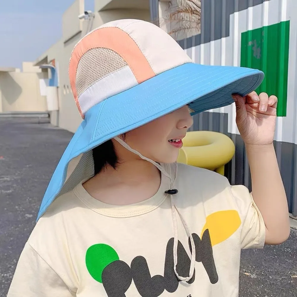 Neck Flap Baby Sun Hat Polyester UV Protection Bucket Hat Wide Brim Beach Hats For Summer Sun Hat Sun Protection Hat