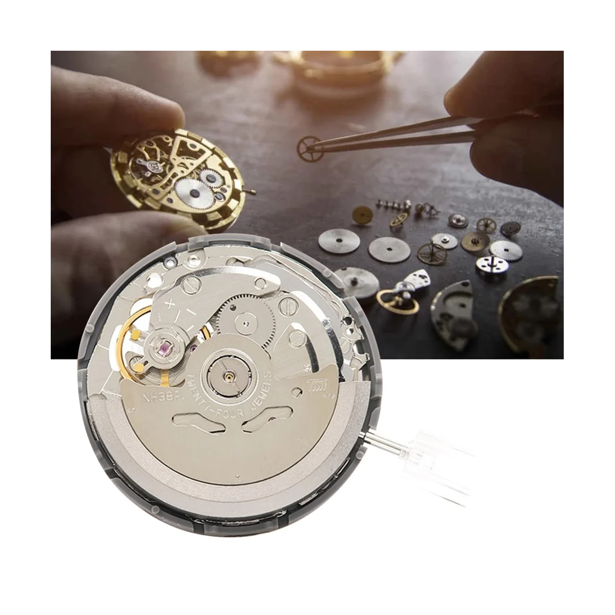 

NH38/NH38A Watch Movement+Steel Stem+Clutch Lever Kit High-Precision Automatic Chain Up Mechanical Watch Movement