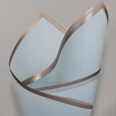 20pcs/lot Golden Border Rose Floral Wrapping Paper Korean Style Semitranparent Gift Wrap Florist Flower Bouquet Wrapping Paper Light blue