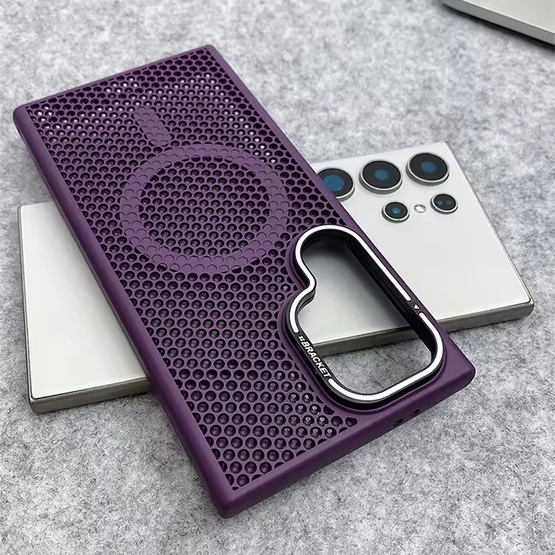 Luxury Breathable Mesh Magnetic Case with Lens Stand and Cooling Shockproof Cover