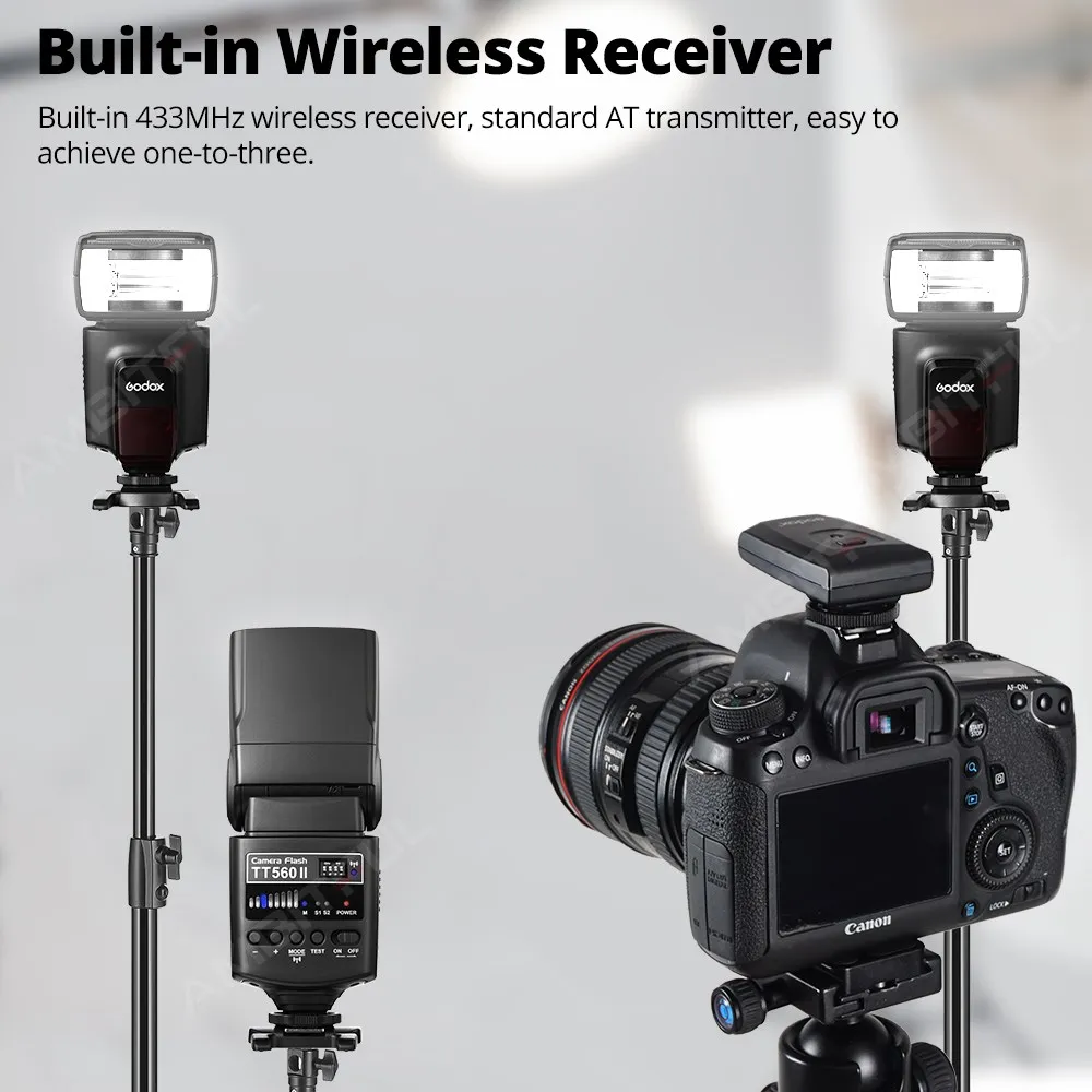 Godox Flash TT560II GN38 Build-in 433MHz Wireless Transmission+ Channels Transmitter + black flash bag For All DSLR Cameras 4