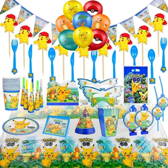 Pokemon tema Pikachu decorazione per feste forniture per feste di compleanno  decorazione piatti di carta maschera Baby Shower forniture set di stoviglie  - AliExpress