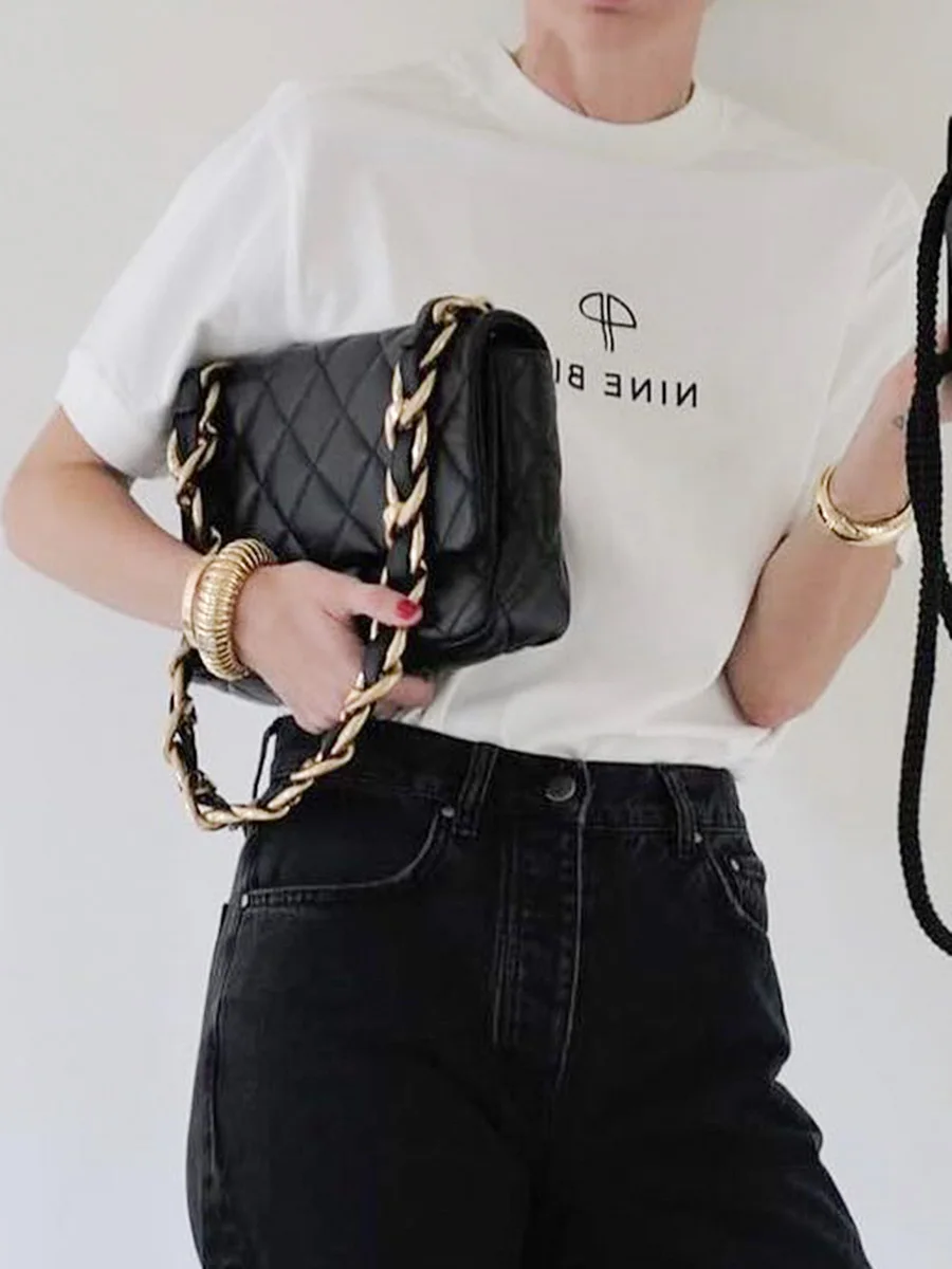 

Футболка женская хлопковая с круглым вырезом и коротким рукавом, с геометрическим принтом