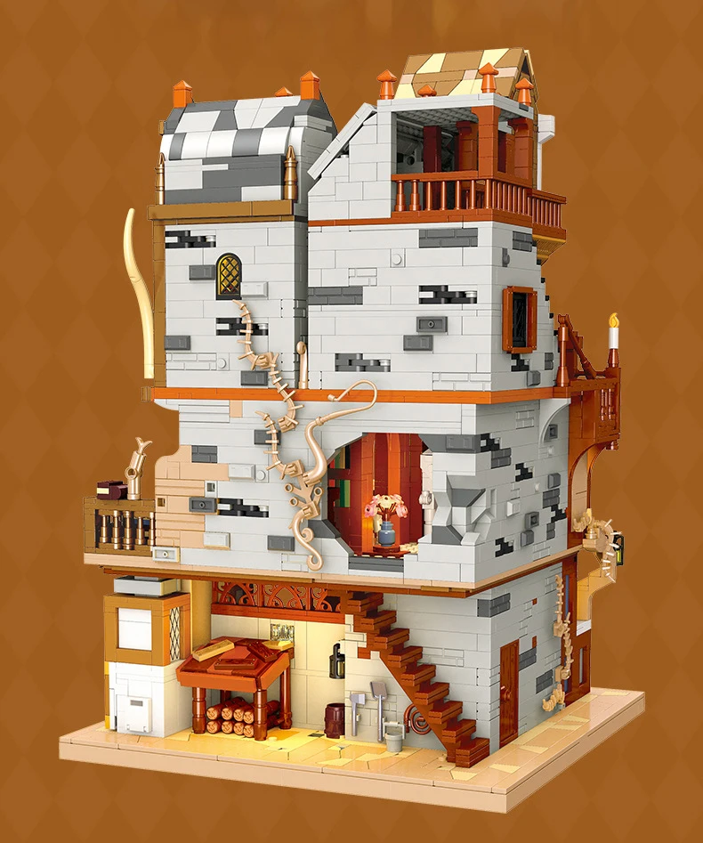 Kreative Bausteine Stadtansicht-Modellsets Mittelalterliche Europäische Bibliothek Konstruktions-Baukasten Lernspielzeug Mit Beleuchtung – Detail 8