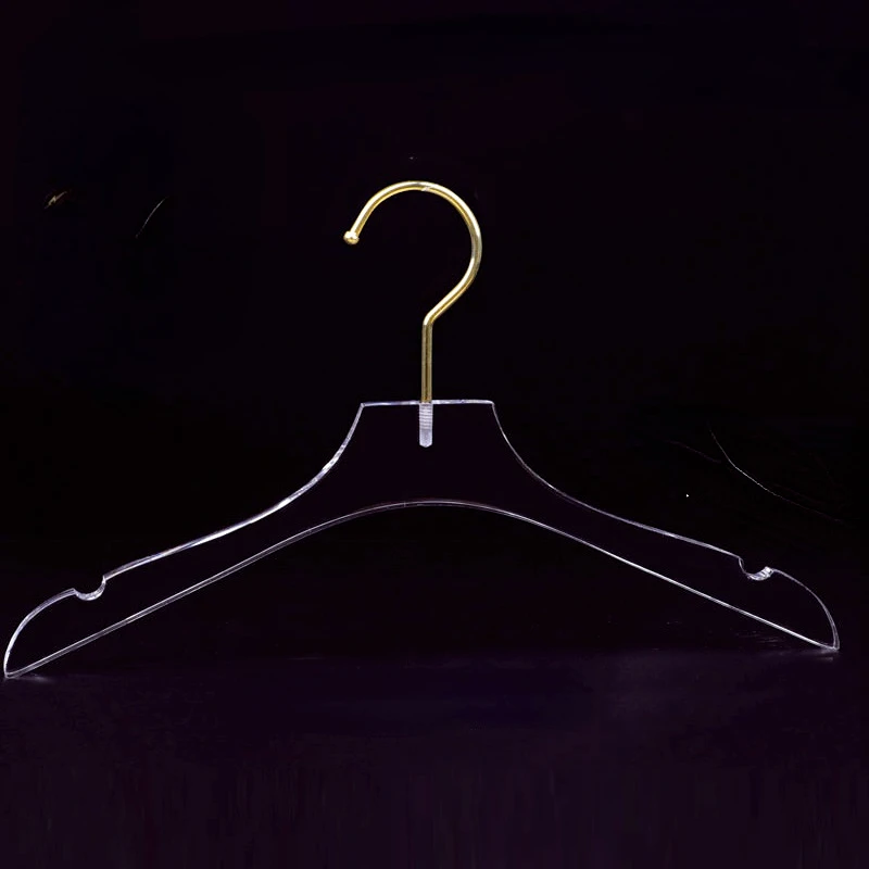 6 pcs Transparent Acrylic Clothes Hanger Racks Half Dozen Clear Hangers Ideal For Store Display Logo Customizable Wholesale 2