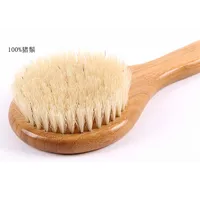 33cm Bamboo Shower Body Brush with Boar Bristle Perfect for Dry Skin Brushing Essential for Cellulite Reduction Skin Exfoliation 2