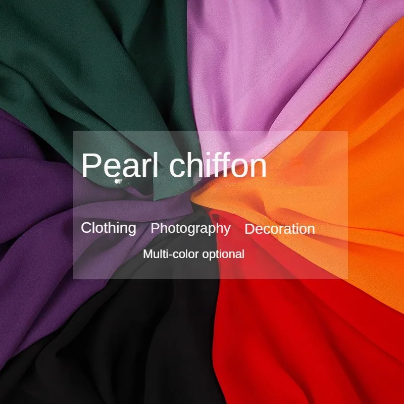 75D High Quality Anti-wrinkle Pearl Chiffon Fabric Upholstery By Meter for  Clothes Lining Pants Dresses Sewing Cloth Black White - AliExpress 15