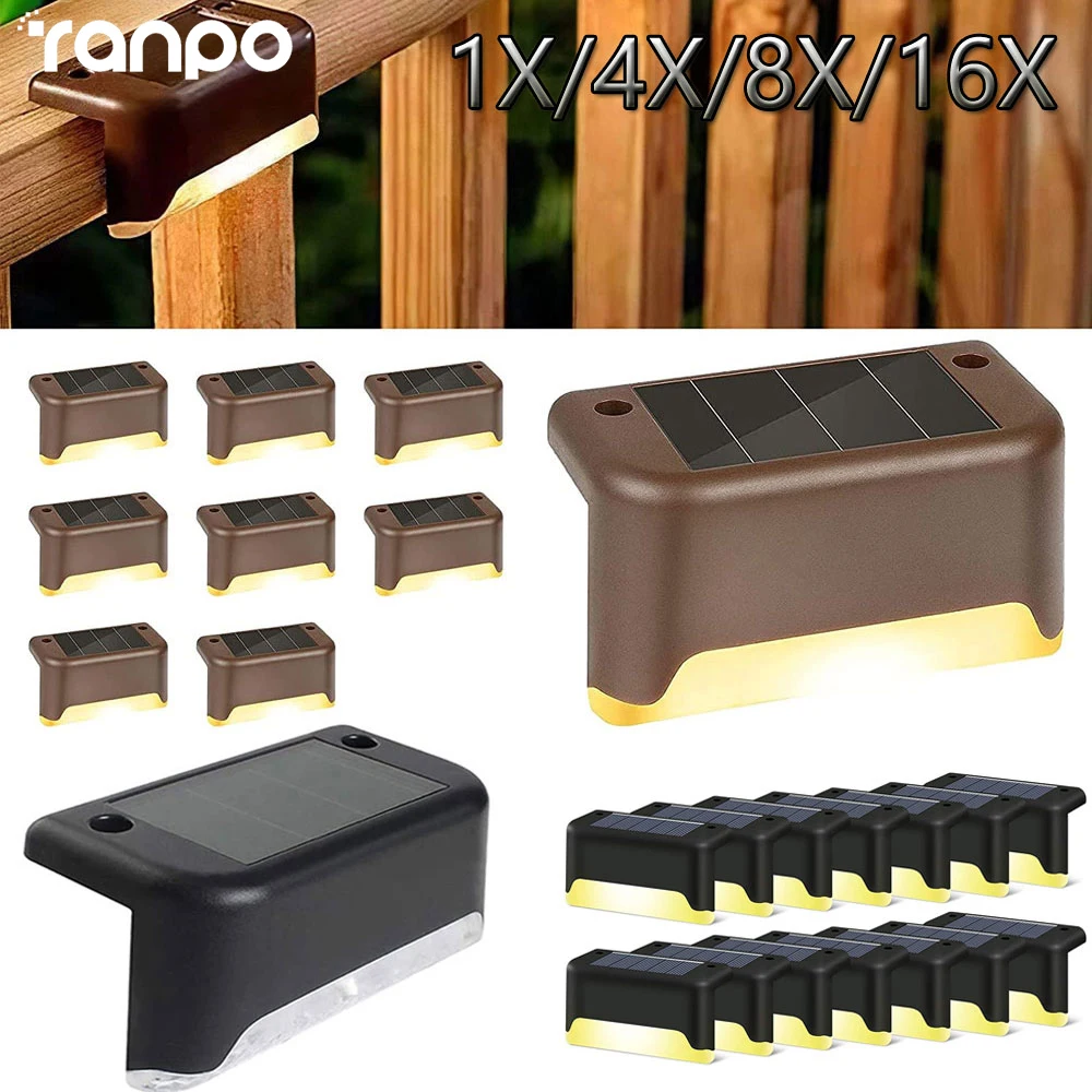 

1/4/8/16Pcs LED Solar Stair Lamp Solar Step Lights Outdoor Lamp for Fence Deck Railing and Stairs Pathway Yard Patio Night Light