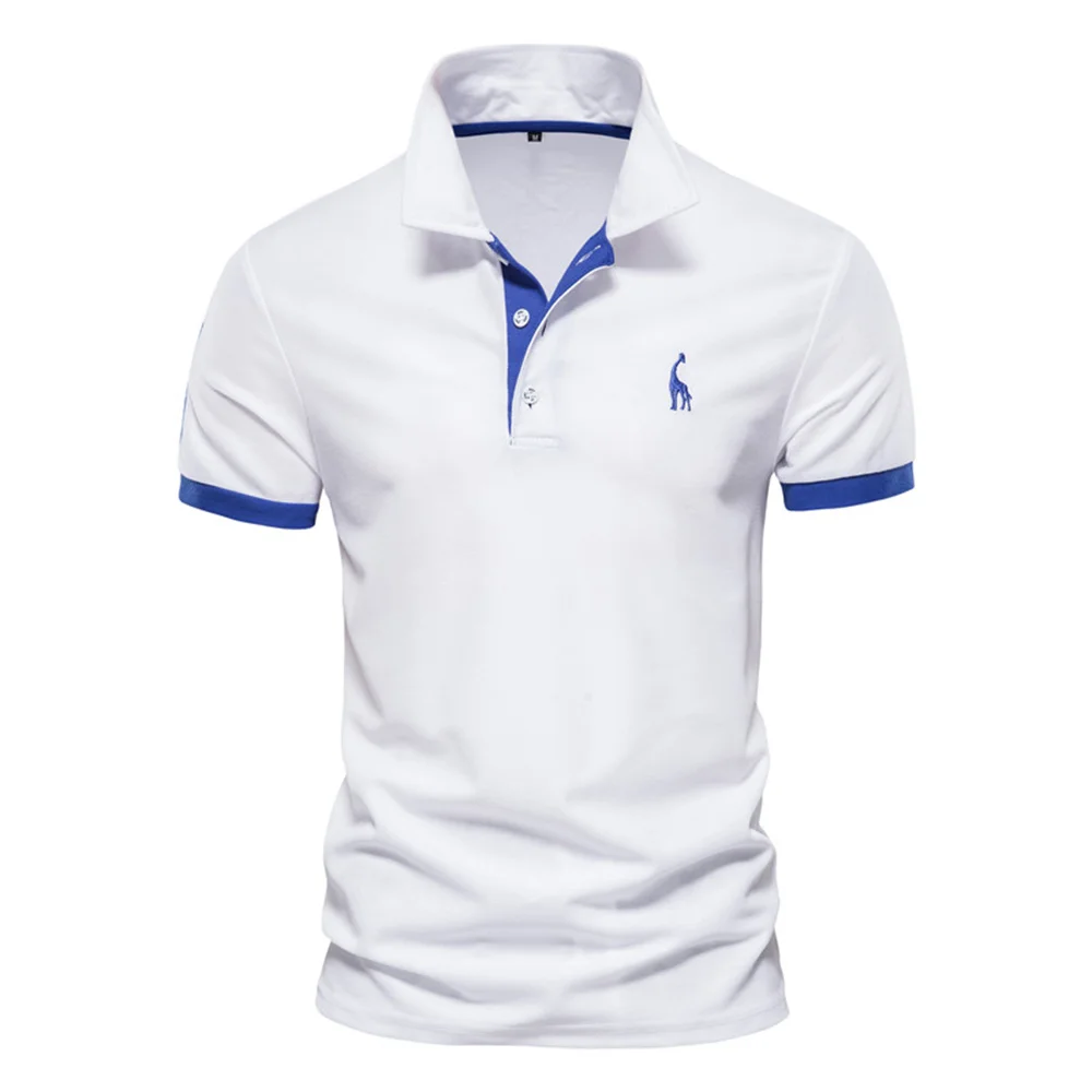 Dropshipping Polo Giraffe Hemd Männer Qualität Stickerei Sommer Kurzarm Polo Casual Business Social Herren Polos BR Größe – Detail 5