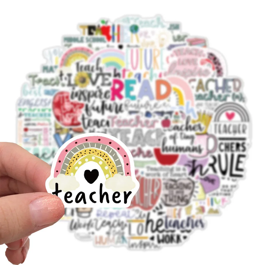 50PCS Teachers' Day DIY Waterproof Graffiti Stickers For Luggage Laptop Guitar Phone Diary Decorative Decals