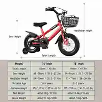 Enfants pour filles âgés de 3 à 7 ans avec panier à roues d'entraînement enfants vélos pour filles de 14 pouces 4