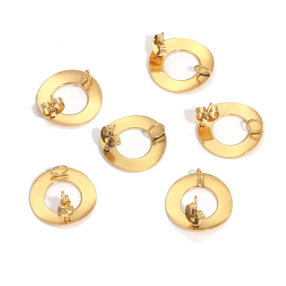 Stainless Steel 18mm Round Stud Earrings with Hanging DIY Earring Accessory 4