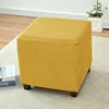 Solid Color Ottoman Stool Cover Stretch Polar Fleece Square Footstool Covers All-inclusive Footrest Slipcover Living Room Home 6