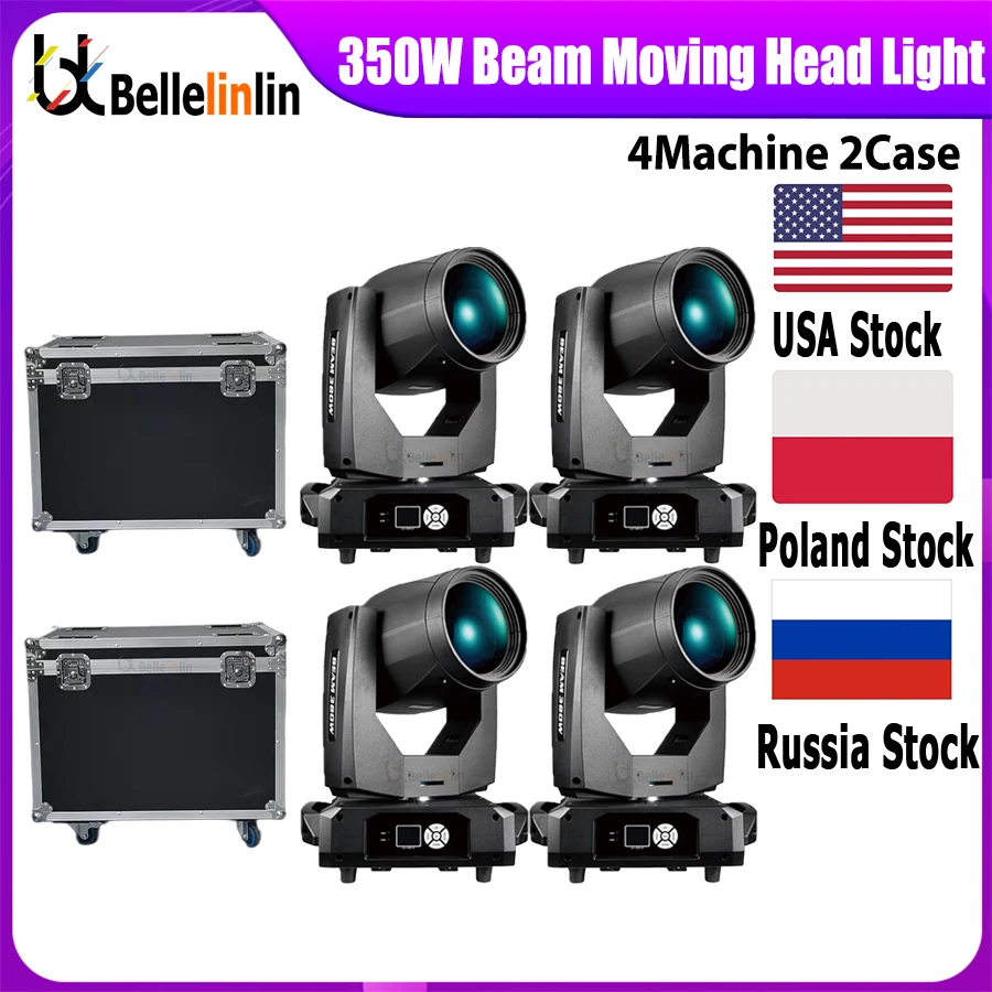 

0 Tax 4Pcs 17r Lyre 350w Beam 350W 17r Moving Head Light With Flight Case LED Moving Head Lighting Beam Spot Wash Stage Lights