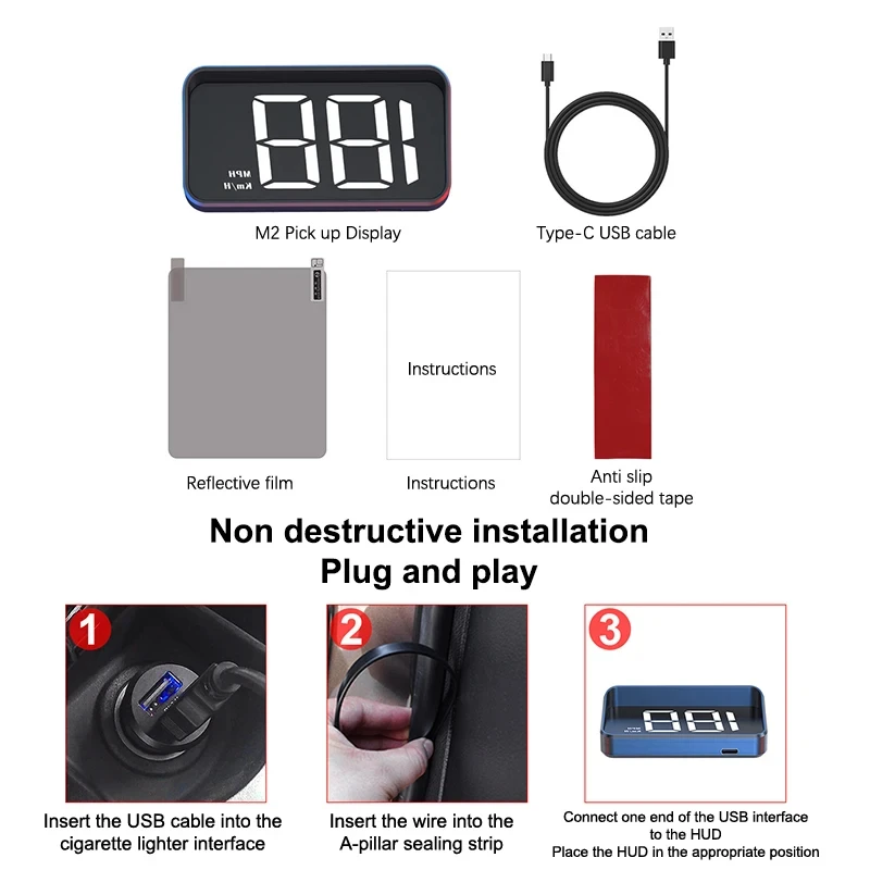 Xiaomi Car Head Up HD Electronics Accessories Display GPS Speedometer Speed KMH Digital HUD Windshield Projector New Style