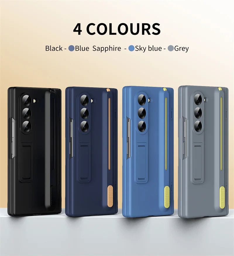Luxury Hinge Protection Case with Stylus and Kickstand, Drop-Proof Cover