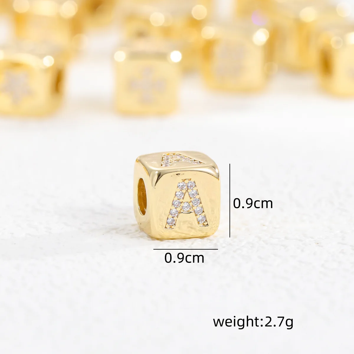 Chic Mini Cube Alphabet Letter Necklace Personality Stylish Zircon Initial Stainless Steel 18K Gold Plated Clavicle Chain Choker