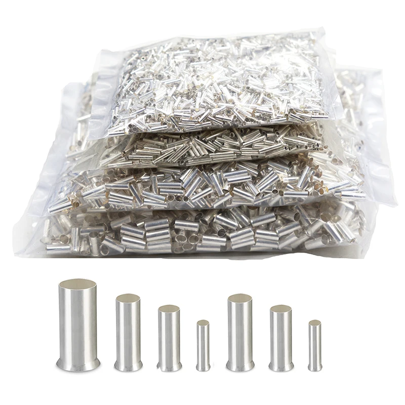 Conector de Friso Cabo Elétrico Material de Cobre Revestido de Estanho Terminal sem Isolamento Ferrulas Bootlace Extremidade do Cabo 2000 Pcs 05 mm 60 mm