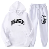 LOS ANGELES GALIFURHIA hommes/femmes costumes de sport mode survêtement à capuche + pantalon deux pièces ensembles course pulls décontractés Sweatpa 4