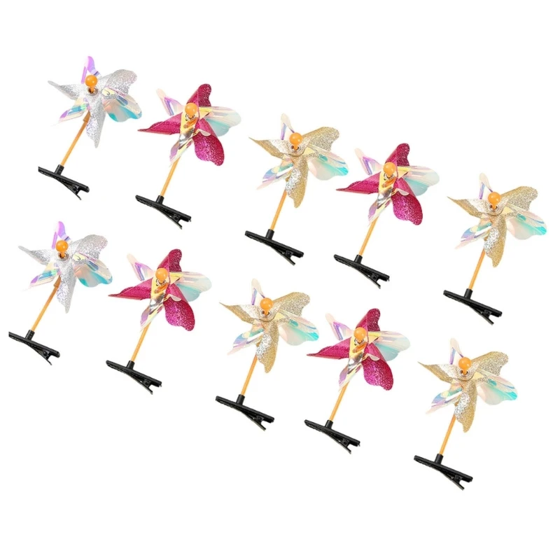 Delicate Bangs Clip Pinwheel Y2K Girls Barrettes Clip Hairpin (Pack of 10) xwen 2021 new frosted love side hair clips sweet hairpin cute girl bangs hairpin heart clip headdress duckbill clip