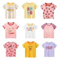 2025 Summer Children Short Sleeve T-shirts For Girl Printed Bear Baby Girl Top 2-8 Years Baby Girl T Shirts Toddler Girl Clothes