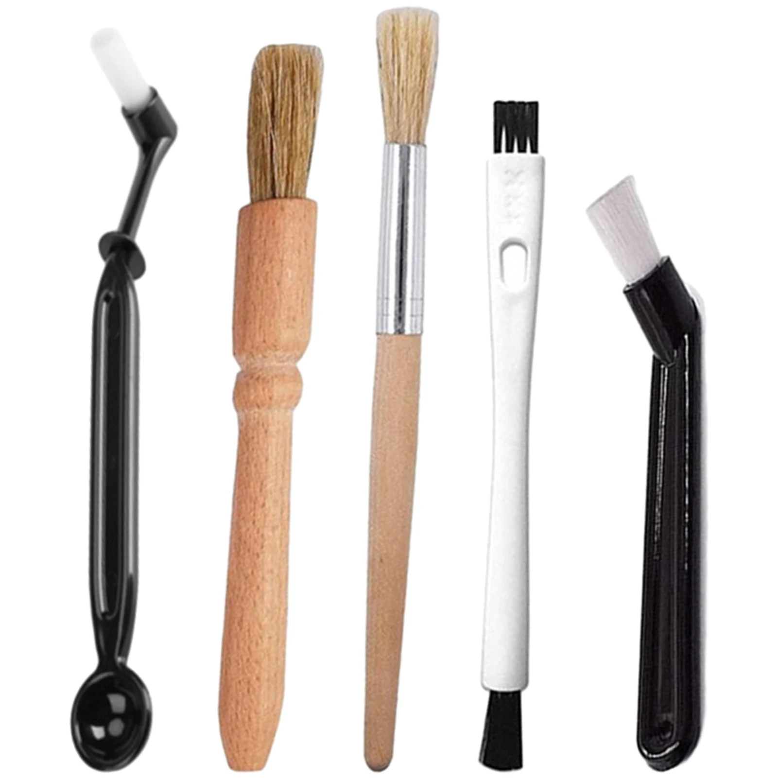 

5pcs Comfortable Grip Coffee Machine Cleaning Brush Multifunctional Office Home Soft Bristles Professionals With Spoon Efficien