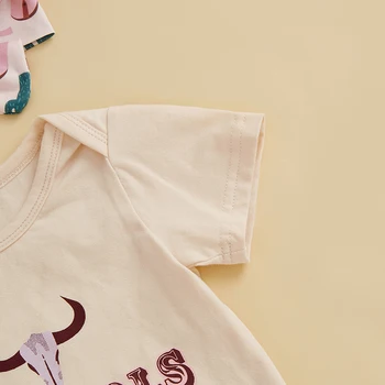 Adorable Baby Girls 3-Piece Outfit Set with Short Sleeve Romper Cow Print Boots and Matching Headband - Western Cowgirl Theme 2