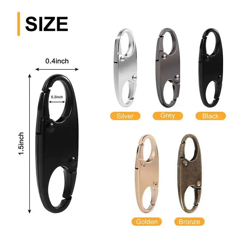 Zipper Clip Theft Deterrent Double Opening Zippers Pull Replacement Detachable Zipper Connectors Lock Carabiner Clip 4Pcs zipper pullers