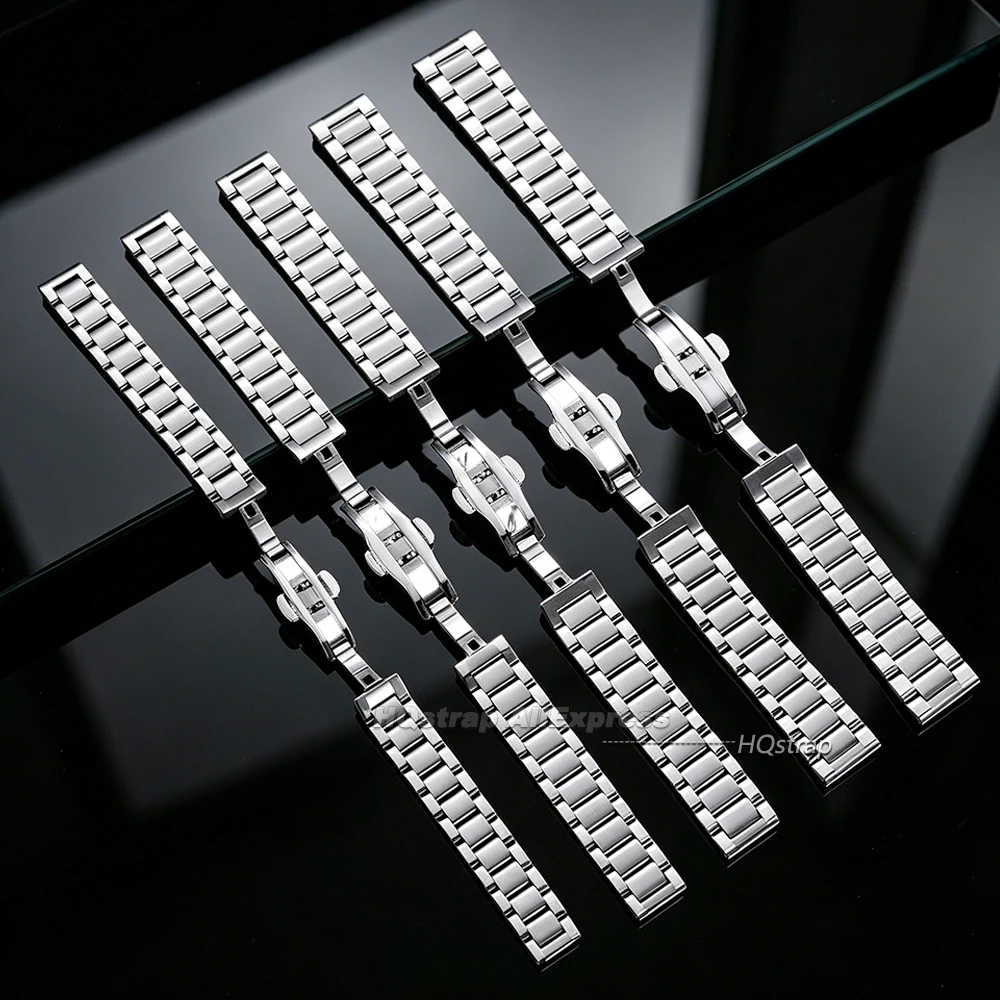 Elegant Stainless Steel Watch Band with Butterfly Clasp - Universal Fit Wrist Bracelet