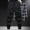 Trendy Brand Casual Cargo Pants Men's Loose Fit Solid Color Cargo Pants American Style Casual for Spring Autumn 4