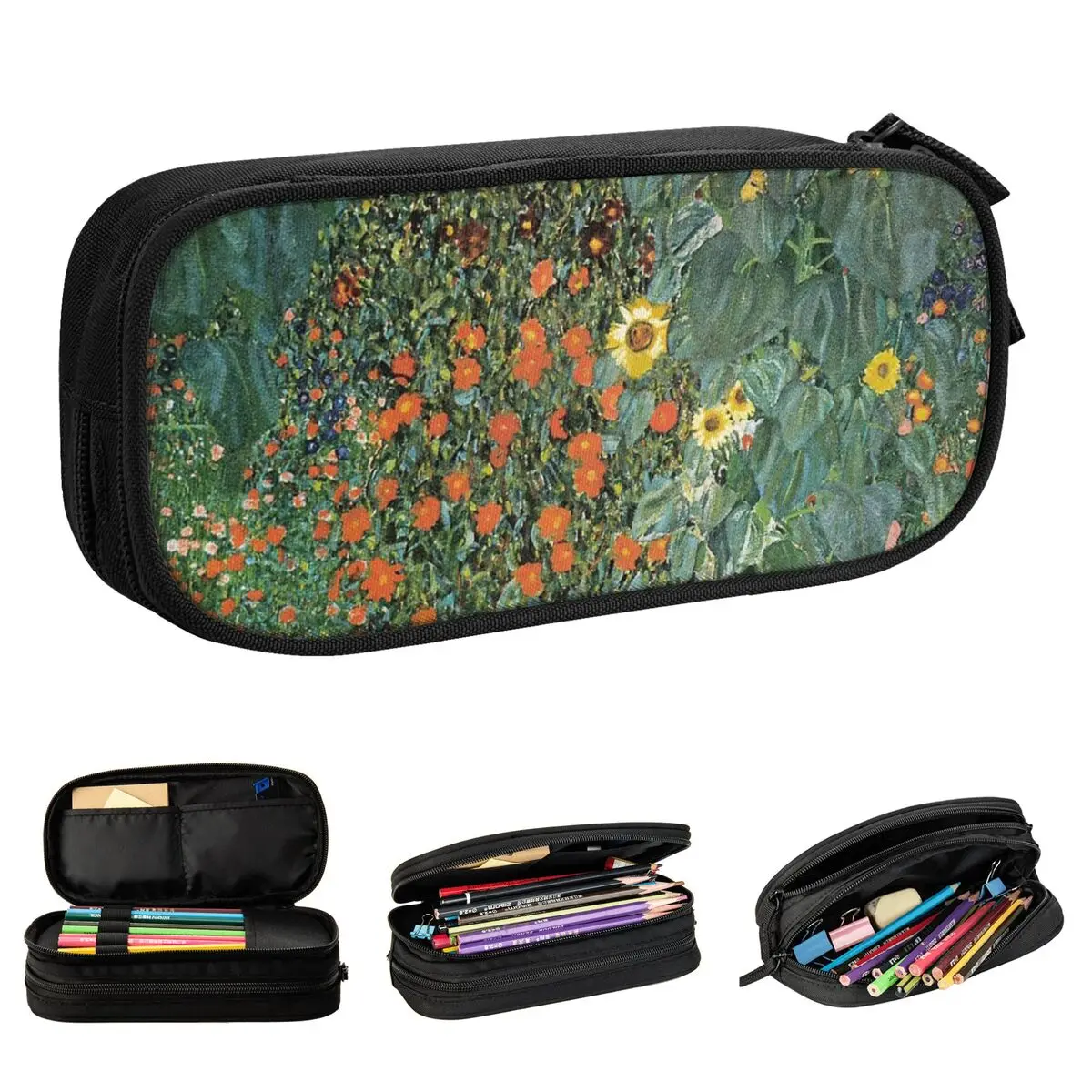 

Gustav Klimt The Sunflower Pencil Cases Pencilcases Pen Box for Student Large Storage Bag Students School Gift Stationery