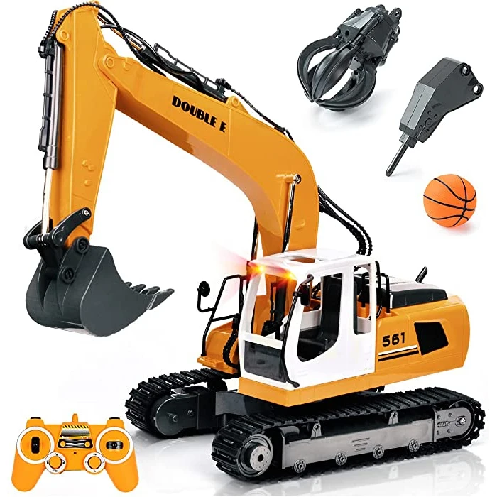 Double E E561 RC Excavator 1/16 Alloy 3 In 1 Hammer Bucket Gripper With Mini Basketball Engineering Vehicle Kids Toys Boys Gift 3