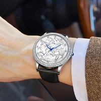 New Wristwatch Carving Luxury Waterproof Fashion Luminous Men Quartz Watch Leather Band Business Man Watch Reloj Hombre 2