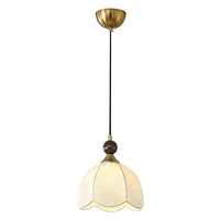 Petit lustre de chevet de chambre à coucher médiévale française, Style rétro wabi-sabi, tissu en bois, éclairage suspendu pour vestiaire 6