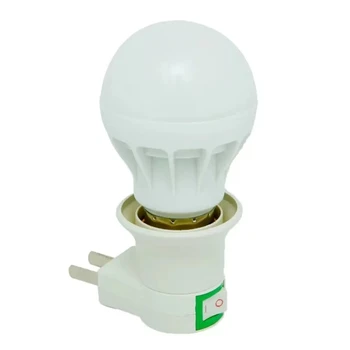 Mobile E27 Screw US/EU/UK Plug Energy-saving LED Light Bulb with Switch Small Night Light Conversion Lamp Head Wall Lamp Holder