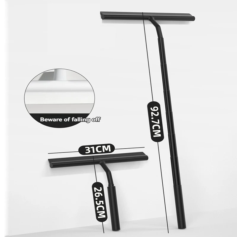 ที่กวาดน้ำกระจกแบบยืดได้อุปกรณ์ทำความสะอาดพร้อมที่ยึดซิลิโคนที่เช็ดกระจกในห้องน้ำ 1