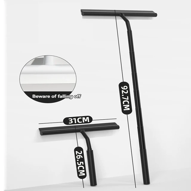 ที่กวาดน้ำกระจกแบบยืดได้อุปกรณ์ทำความสะอาดพร้อมที่ยึดซิลิโคนที่เช็ดกระจกในห้องน้ำ 1