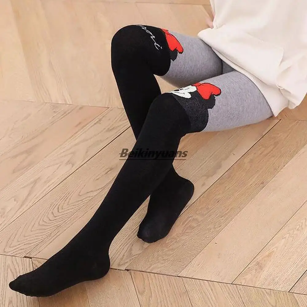 Autumn Winter Stitching Children's Pantyhose Thickened Terry Cat Girls Fake High Leggings kids pantyhose kids leggings