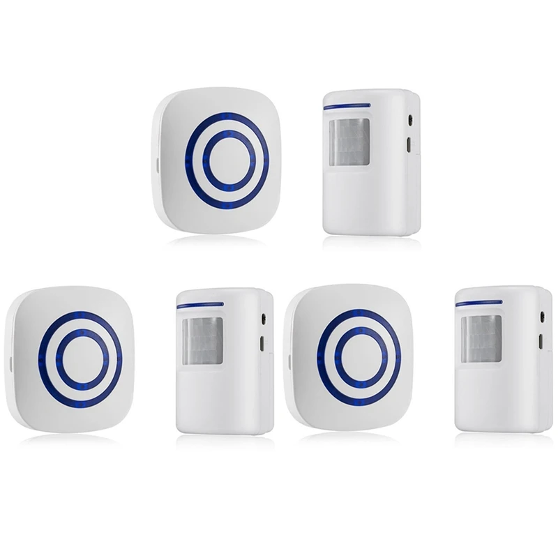 

3X Door Chime,Wireless Business Door Motion Sensor Detector Smart Visitor Doorbell Home Security Driveway Alarm EU Plug Retail