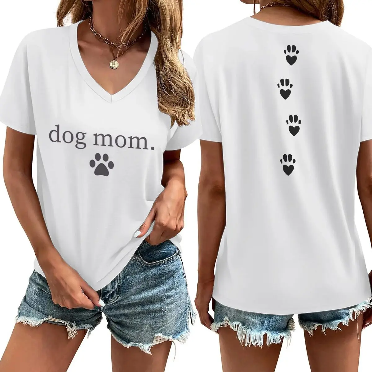 Dog Mom V-Neck Tee 9