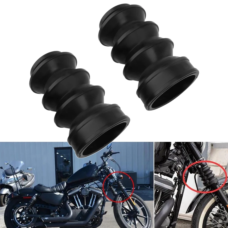 

1 Pair 39mm Motorcycle Rubber Fork Cover Gaiter Gator Boot Shock Protector Dust Guard For Harley Sportster 883 1200 1987-Up