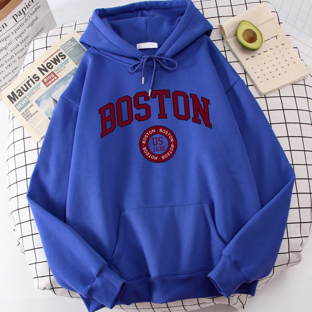 

Boston City Us Founded In 1630 Men Hoodie Designer Fleece Clothes Quality All-Match Hoodies Fashion Comfortable Streetwear Male