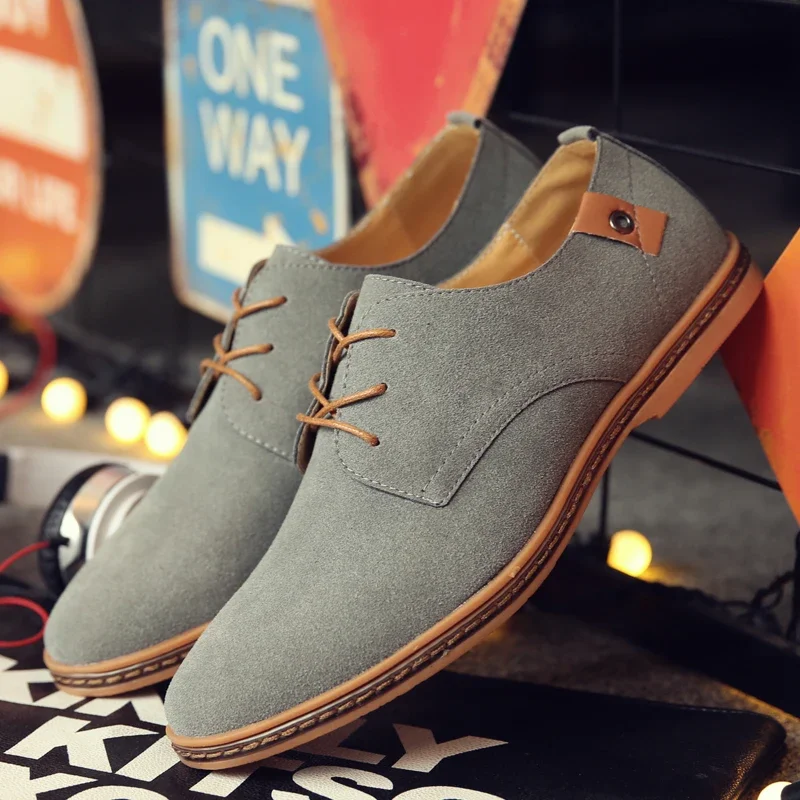 Suede Leather Men Shoes Oxford Casual Classic Sneakers Comfortable Footwear Dress Large Size Flats mens shoes