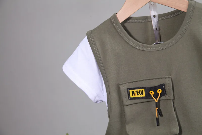 New Toddler Summer Baby Boys/Girls Clothes Children Pulling Rope Pocket T-Shirt Shorts 2Pcs/Set Infant Kids Fashion Tracksuits