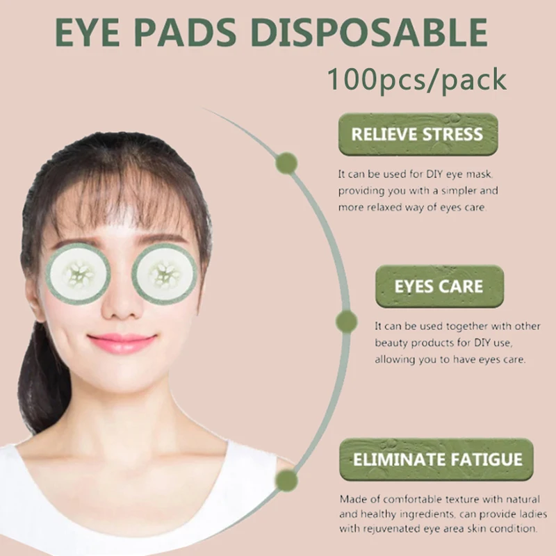 100pcs Eye Scrub Cleansing Pad Mask Disposable Eye Scrub Cleansing Pads Pad Creative Green Cucumber Printed Mask Sheet