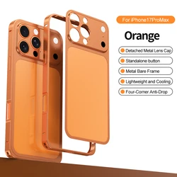 Luxury Aluminum Alloy Slim Frame Case with Metal Backplane - iPhone 16 Pro Max (Orange)