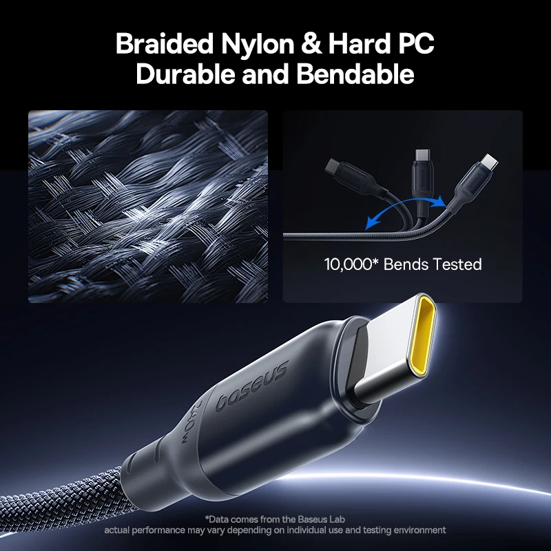 Baseus 240W Fast Cable For MacBook Pro Series iPhone 17 16 15 USB-C Type-C Charging Data Cable For Samsung Galaxy S Series