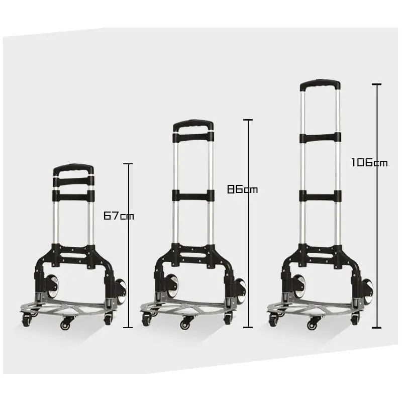 Household Aluminum Alloy Luggage Cart, Climbing Stairs Trolley Can Load 165lbs, Portable Small Trailer Pulling Truck